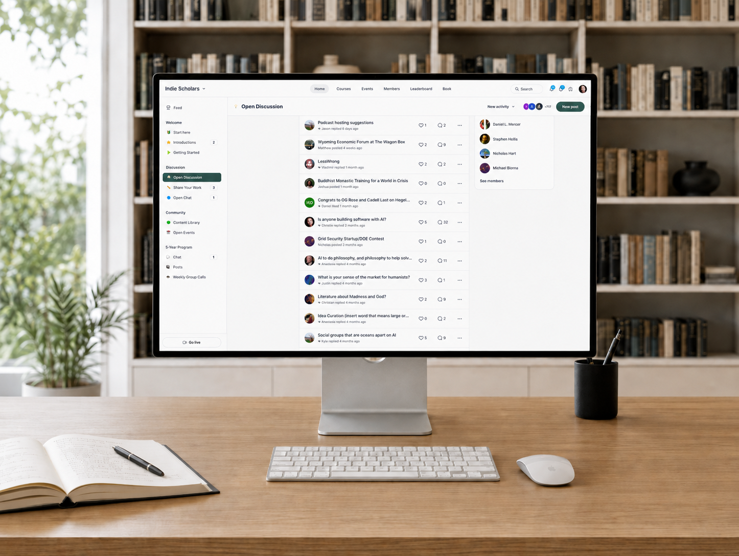 Indie Scholars community on the desktop web app