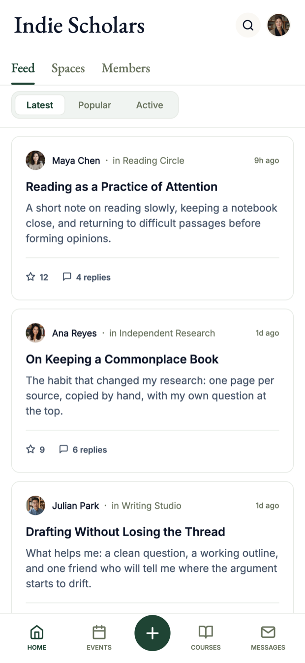 Indie Scholars iOS app